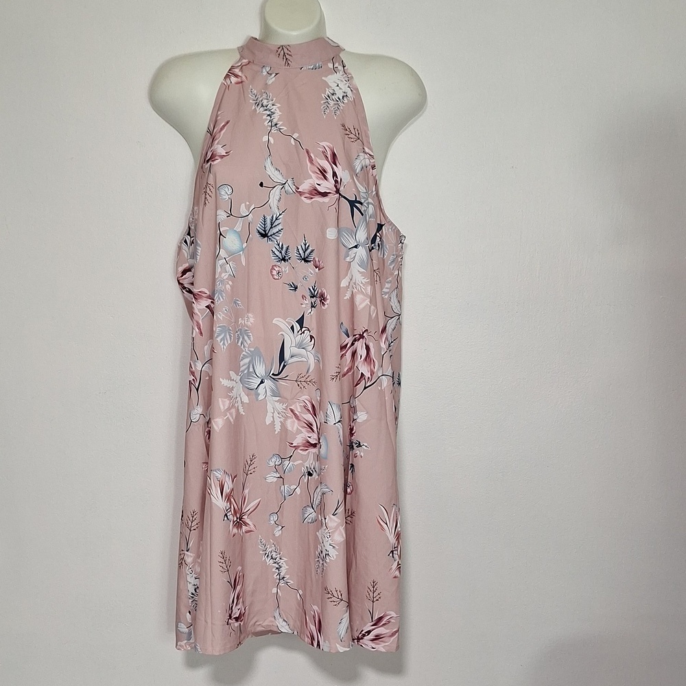 Yoins Slip Dress Lightweight Silky Halter Neckline Floral